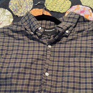 Bonobos Men's Navy and Olive Plaid Shirt XL Slim Fit